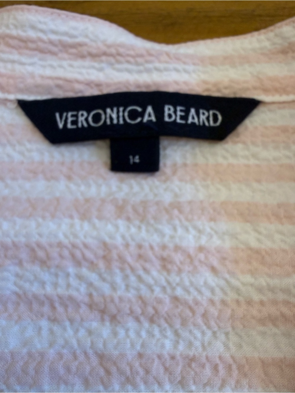 Veronica Beard Avella Pink and White Striped Mini Dress Size 14 - Picture 7 of 8